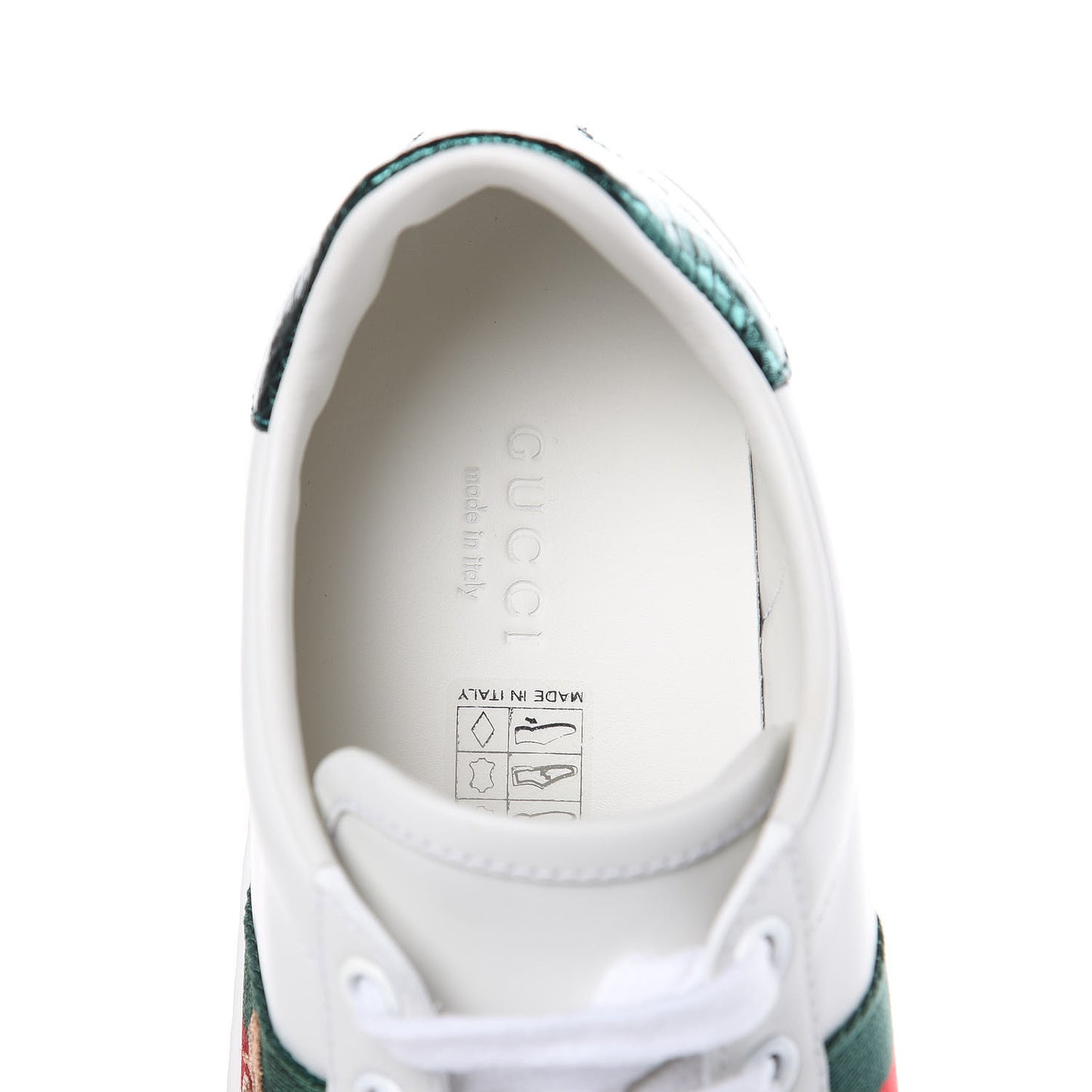 Calfskin Ayers Bee Embroidered Womens Ace Sneakers 35.5 White Green