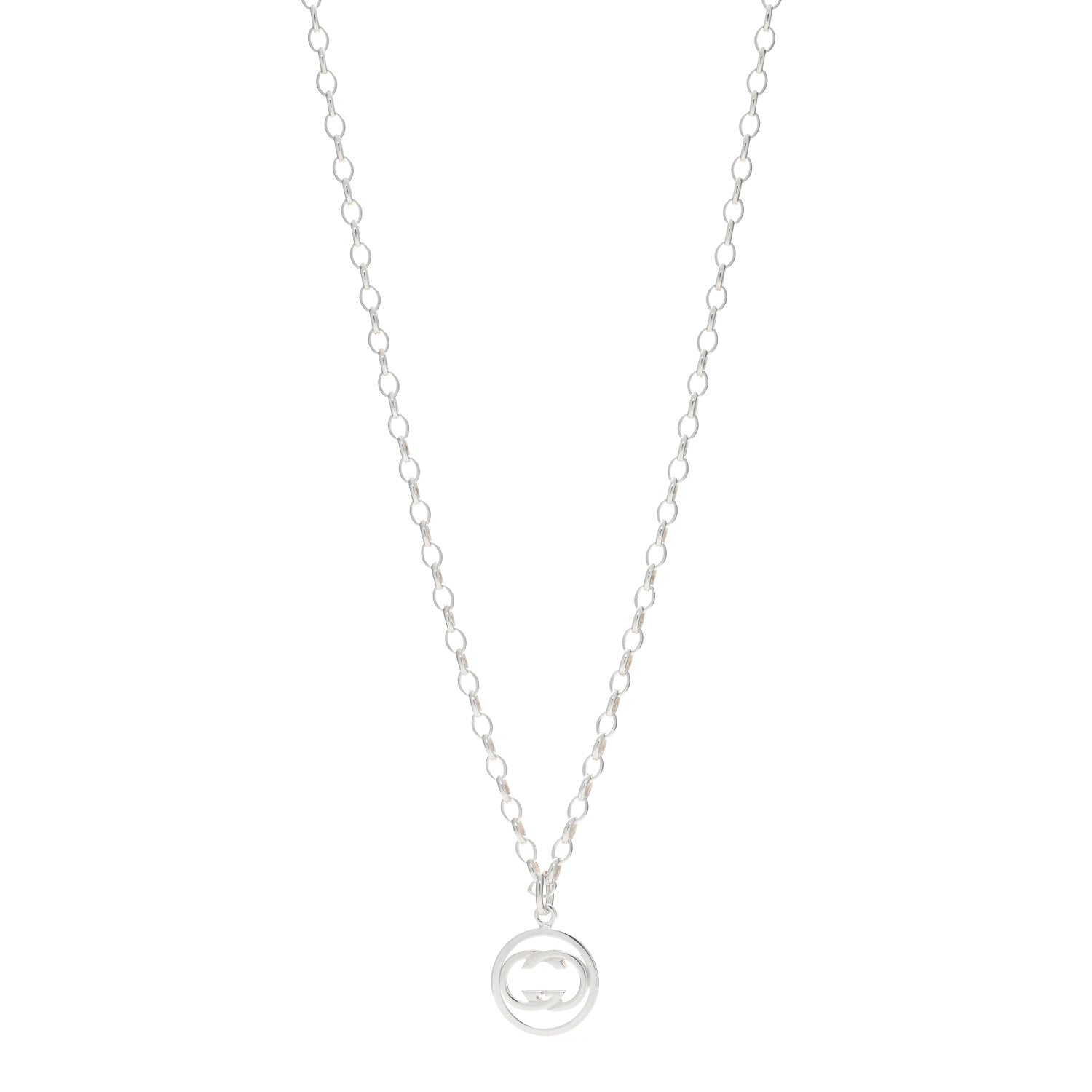 Gucci Sterling Silver Interlocking G Pendant Necklace 1 of 5