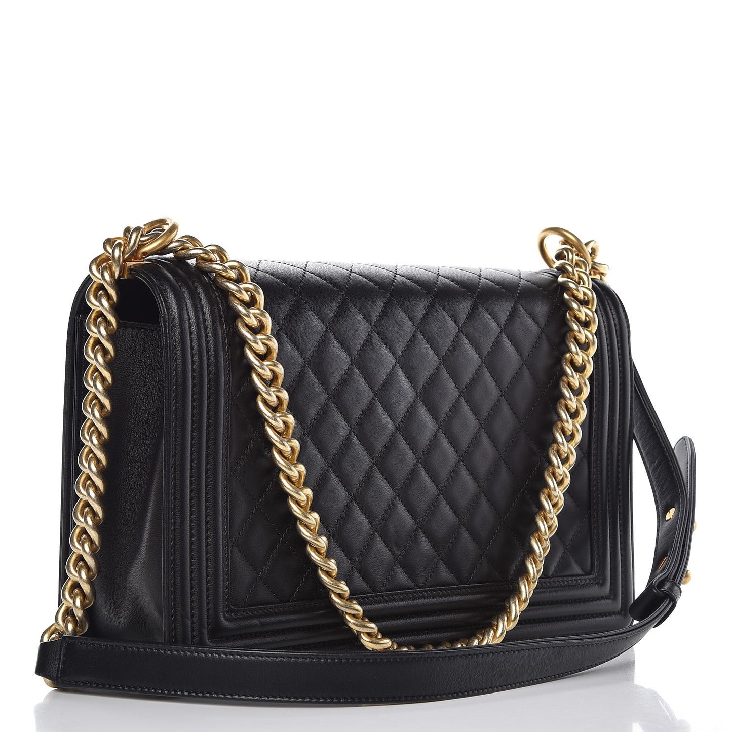 Lambskin Quilted New Medium Boy Flap Black