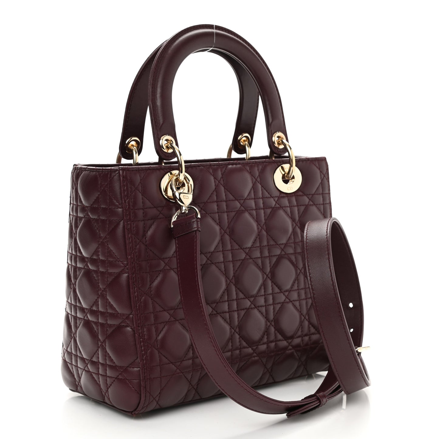 Lambskin Cannage Medium Lady Dior Burgundy