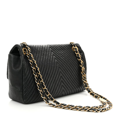 Chanel Calfskin Chevron Quilted Medium Surpique Flap Black 3 of 10