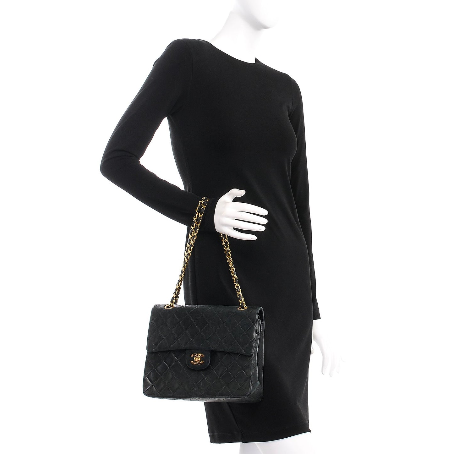 Lambskin Quilted Medium Double Flap Black