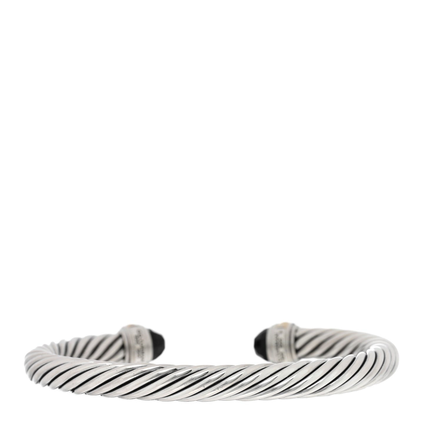 Sterling Silver 14K Yellow Gold Black Onyx 7mm Cable Classics Bracelet