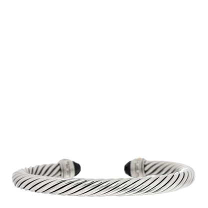 David Yurman Sterling Silver 14K Yellow Gold Black Onyx 7mm Cable Classics Bracelet 2 of 3