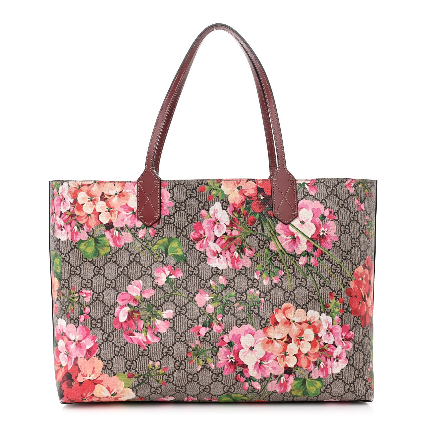 Gucci GG Supreme Monogram Blooms Medium Reversible Tote Beige Multicolor Dry Rose 1 of 18