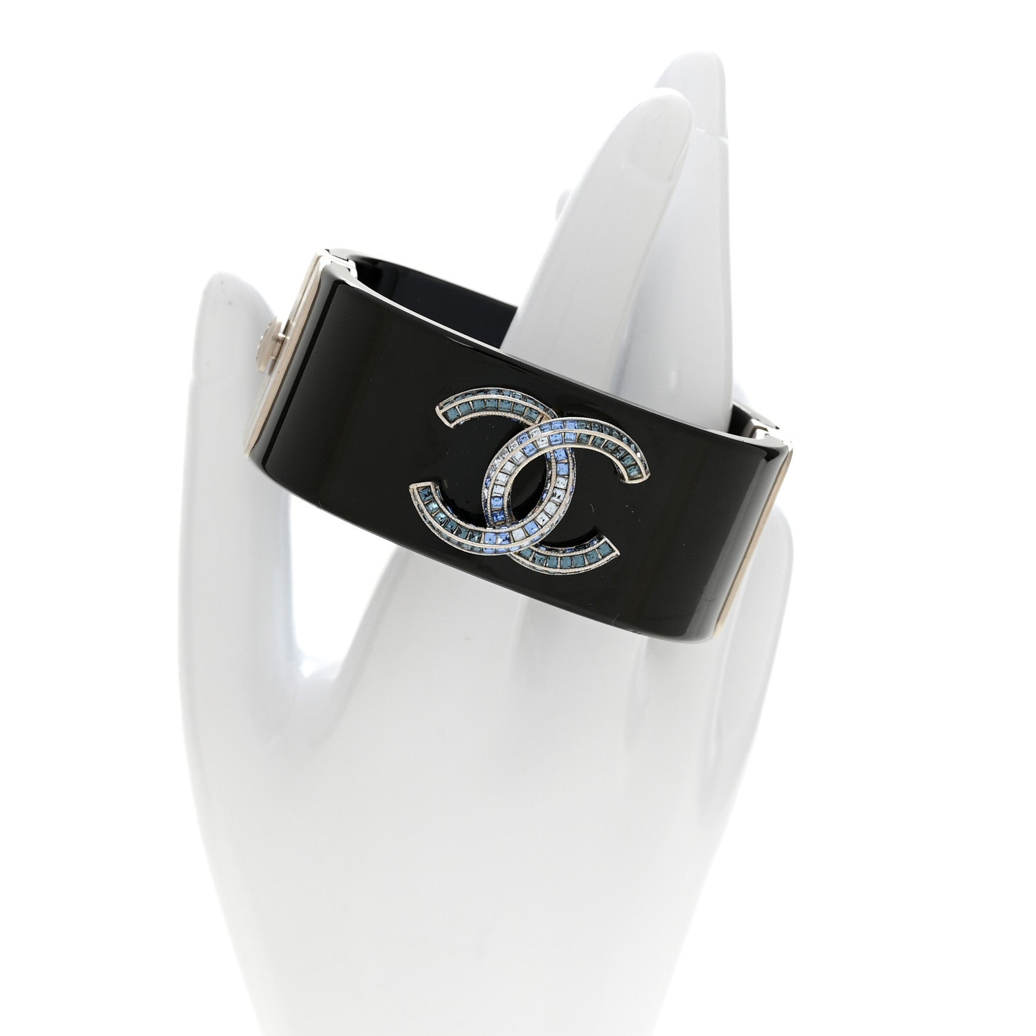 Chanel Resin Crystal CC Cuff Black 2 of 5