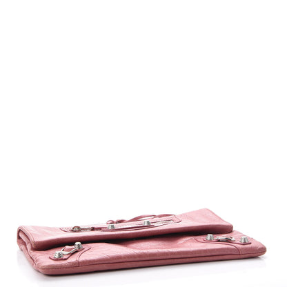 Balenciaga Agneau Giant 12 Silver Hardware Envelope Clutch Rose Bruyere 4 of 7