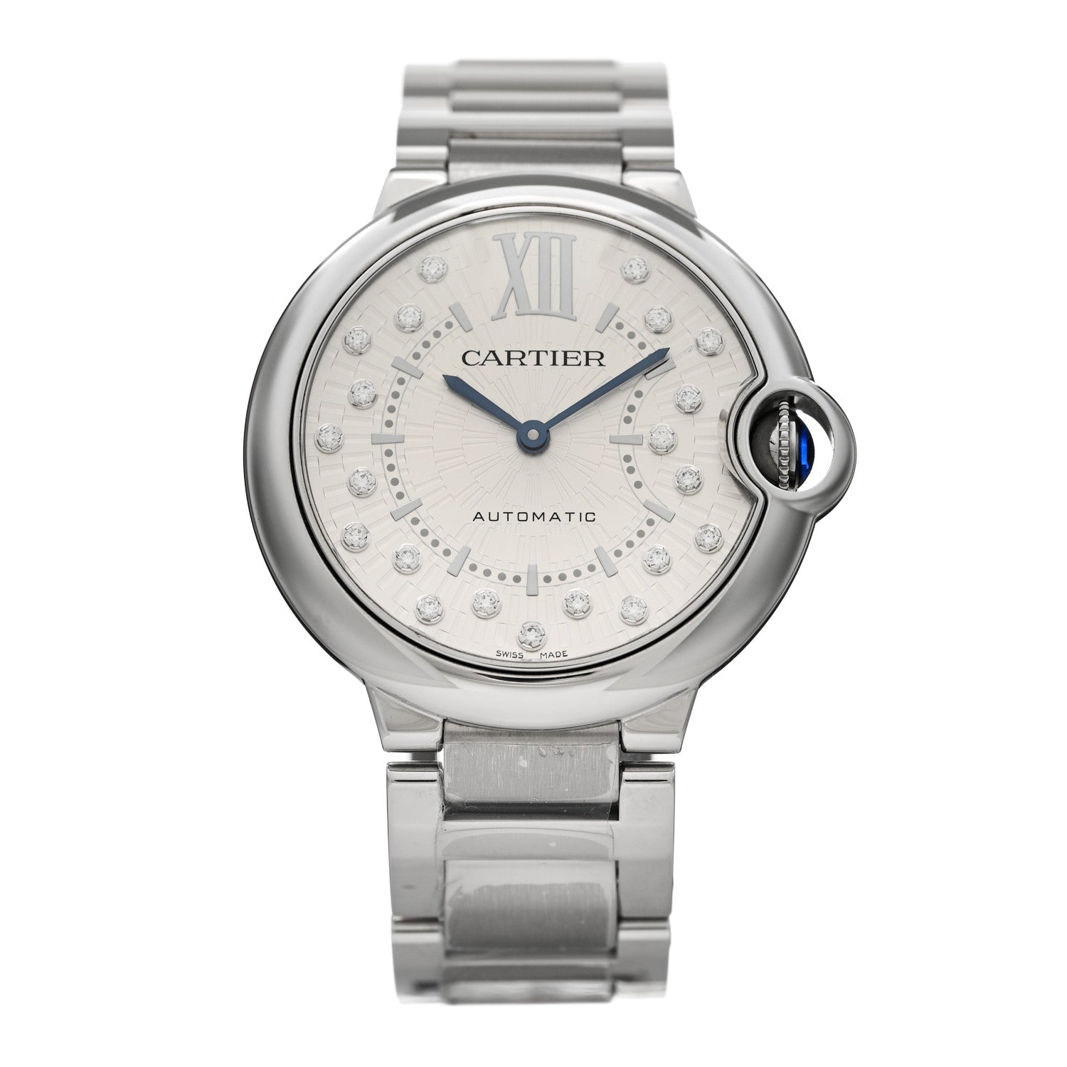 Cartier Stainless Steel Diamond 36mm Ballon Bleu De Cartier Automatic Watch 1 of 5