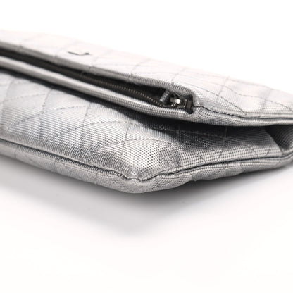 Chanel Metallic Calfskin Quilted Pixel Effect CC Beauty Clutch Silver 9 of 9
