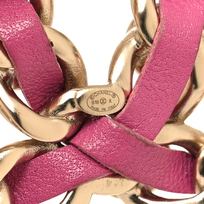 Chanel Lambskin Pearl Chain CC Brooch Pink Gold 3 of 4