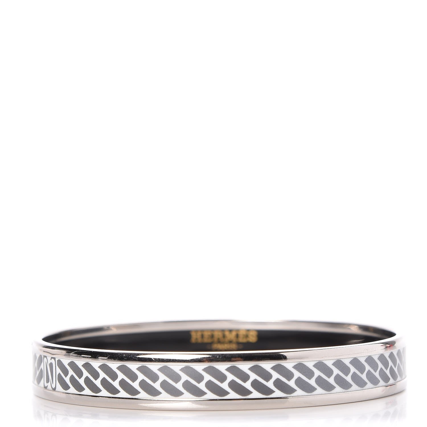 Hermes Enamel Printed Narrow Clic C'est Noue Bracelet 62 White Platinum 1 of 4