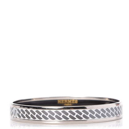 Hermes Enamel Printed Narrow Clic C'est Noue Bracelet 62 White Platinum 1 of 4