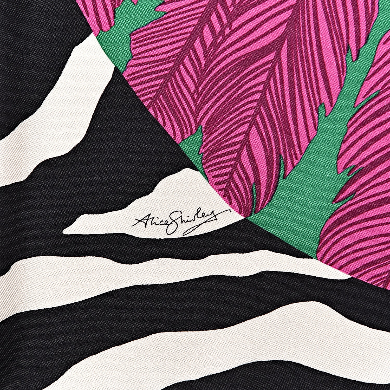 Hermes Silk Zebra Pegasus Scarf 90 Emeraude Fuchsia Vert 3 of 7