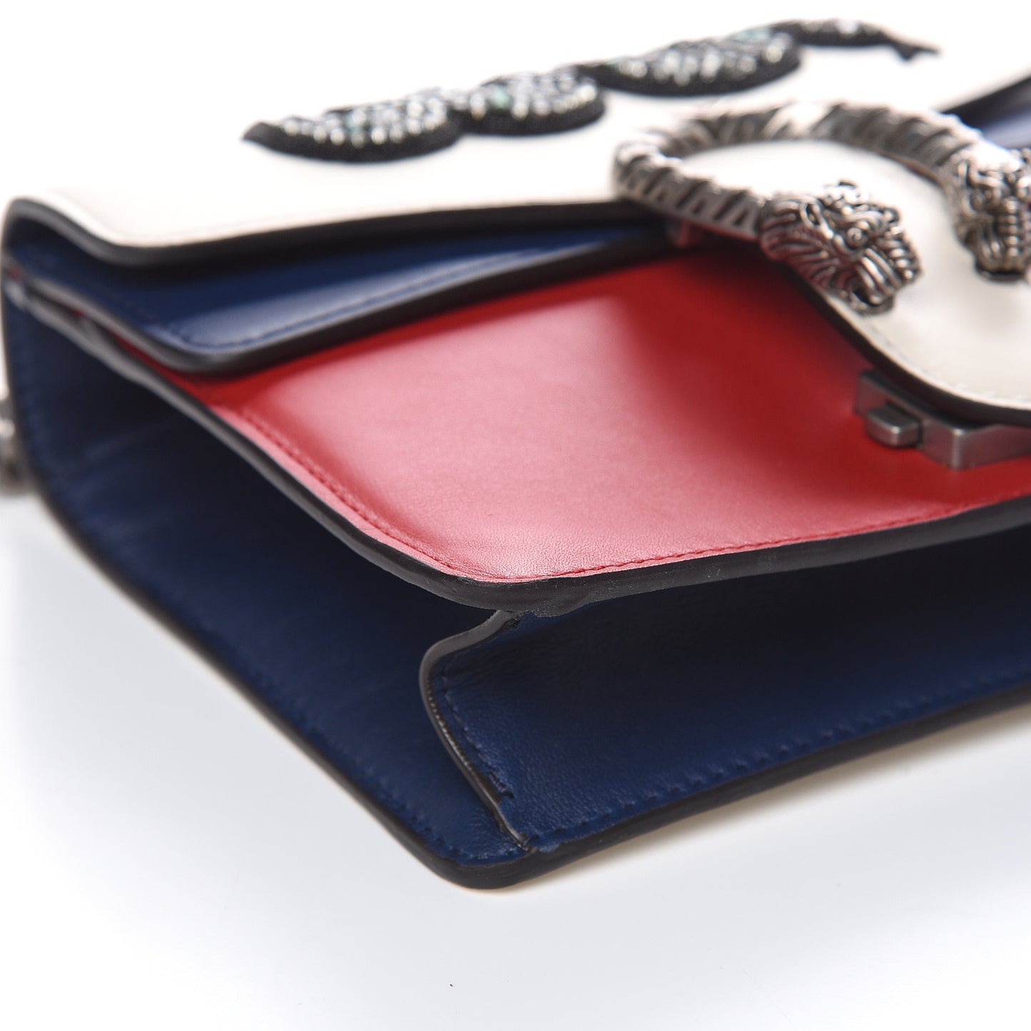 Calfskin Crystal Snake Embroidered Mini Dionysus Shoulder Bag Mystic White Hibiscus Red Blue Agata