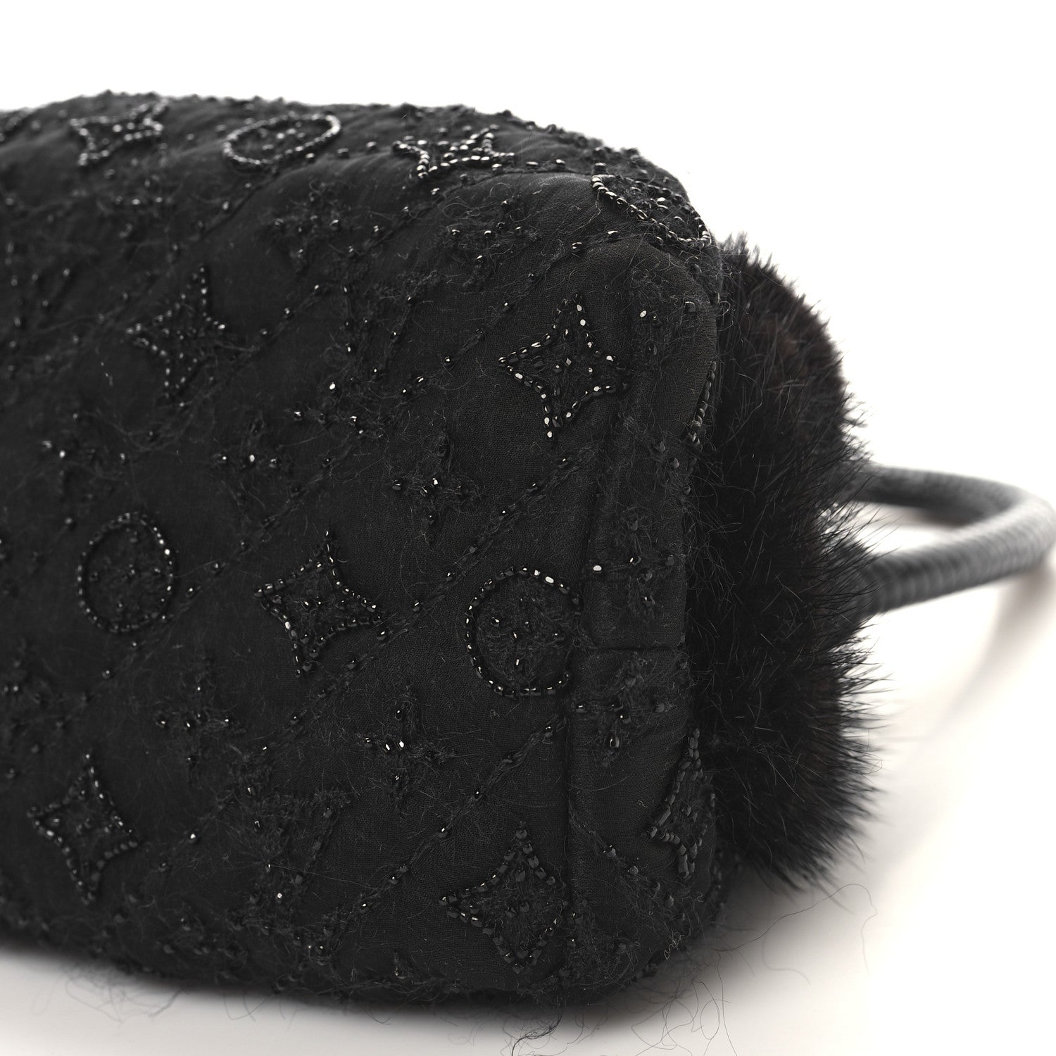 Louis Vuitton Mousseline Mink Lizard Beaded Demi Lune MM Black