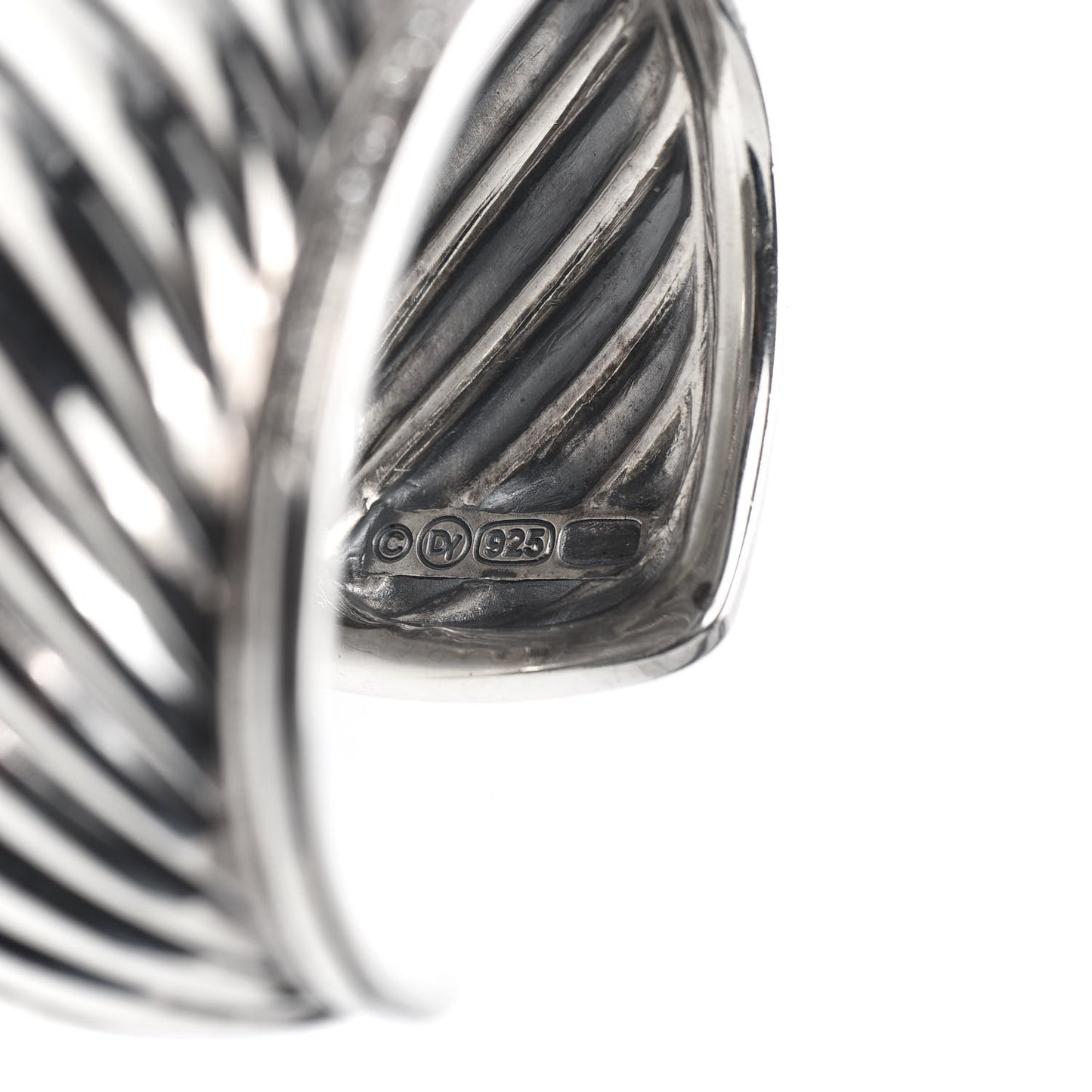 Sterling Silver Diamond 41mm Sculpted Cable Cuff Bracelet