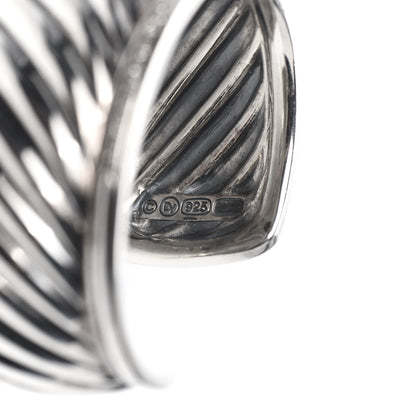 David Yurman Sterling Silver Diamond 41mm Sculpted Cable Cuff Bracelet 4 of 4