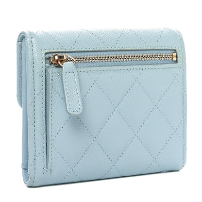 Chanel Caviar Quilted Compact Flap Wallet Light Blue 3 of 9