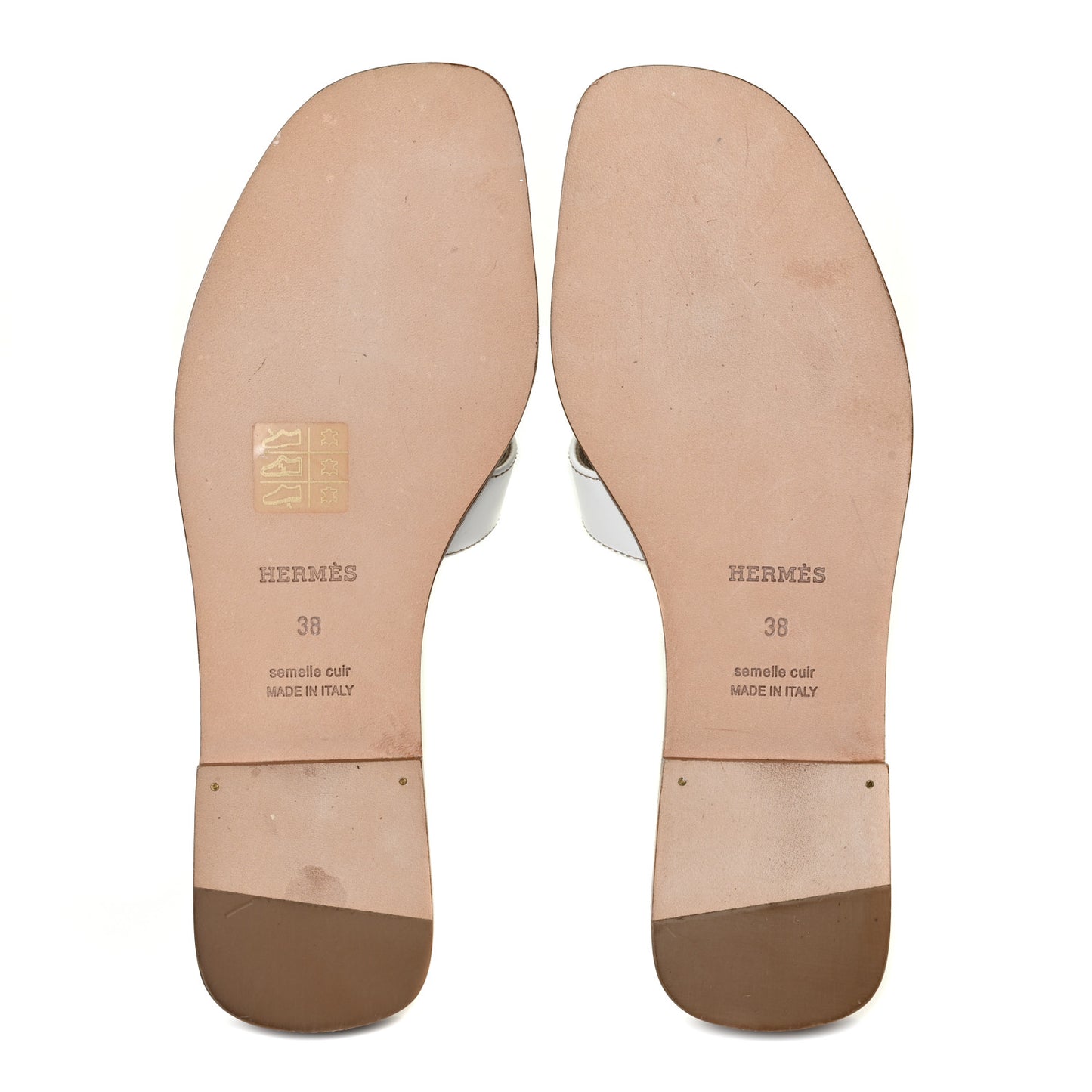 Box Calfskin Oran Sandals 38 White