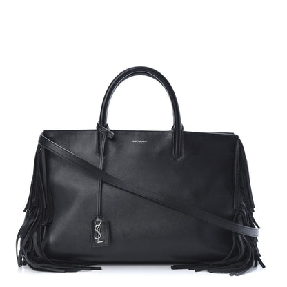 Saint Laurent Grained Calfskin Medium Fringe Cabas Rive Gauche Black 1 of 19
