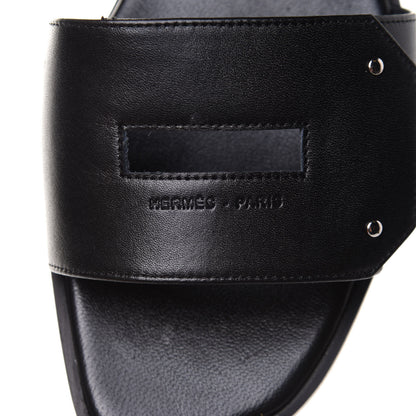 Hermes Calfskin View Sandals 37.5 Black 9 of 10