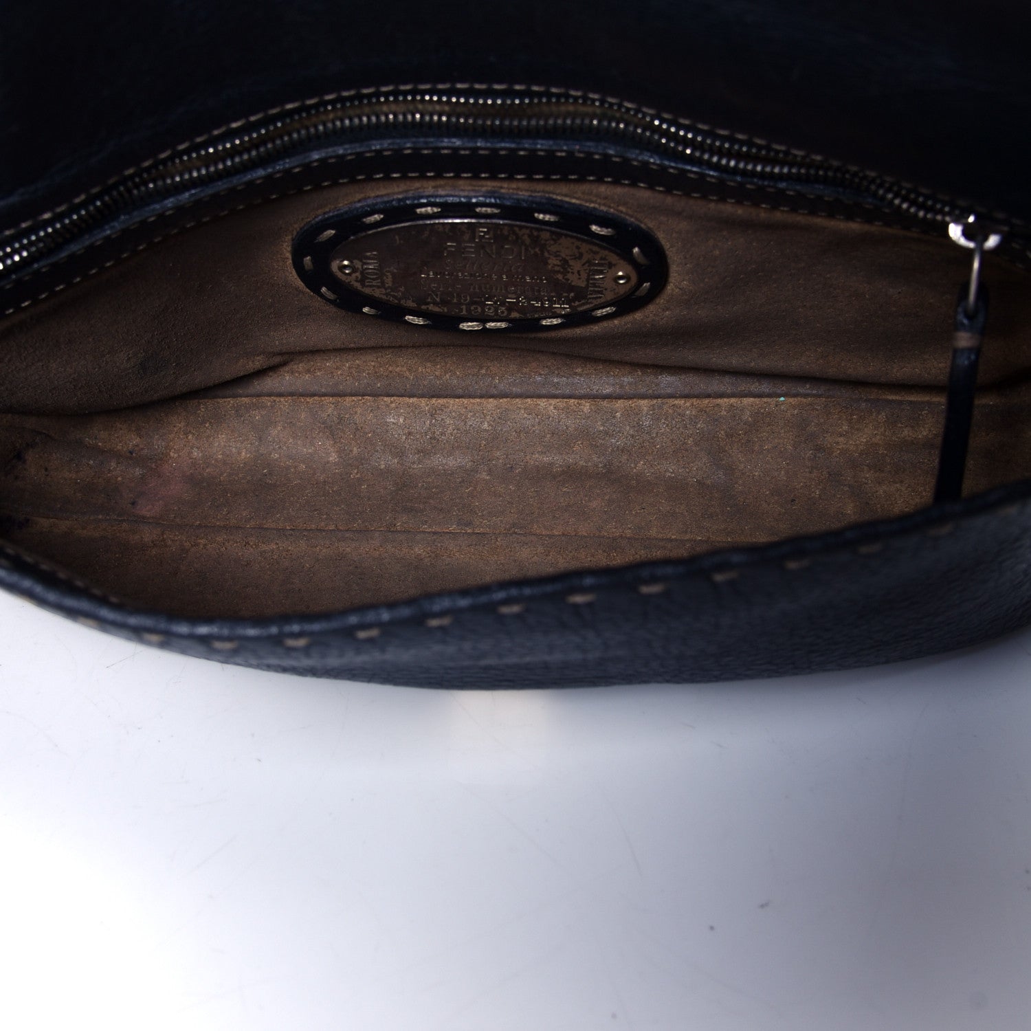 Fendi Calfskin Romano Selleria Baguette Dark Blue 4 of 4
