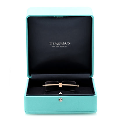 Tiffany 18K Yellow Gold Diamond T Hinged Wire Bangle Bracelet 4 of 4