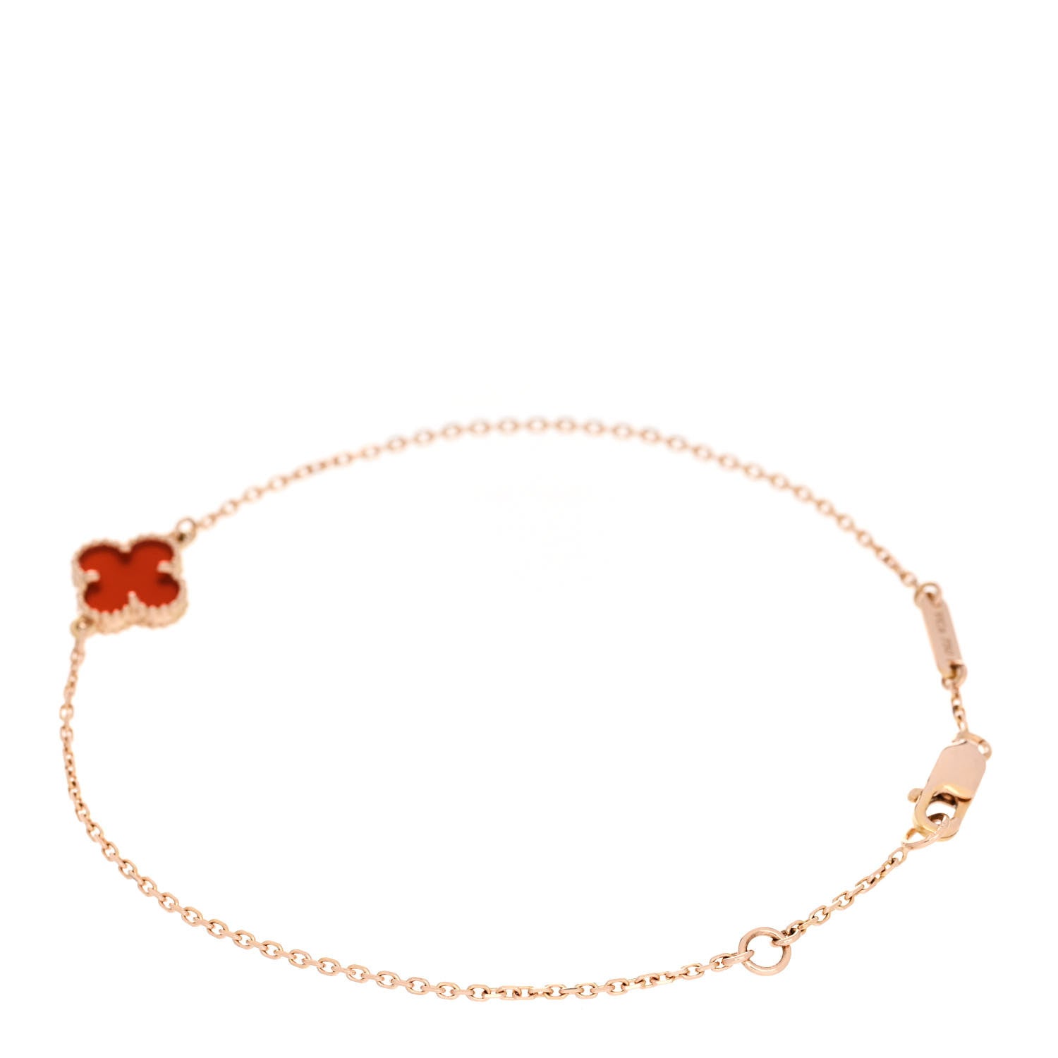 Van Cleef & Arpels 18K Rose Gold Carnelian Sweet Alhambra Bracelet 2 of 5