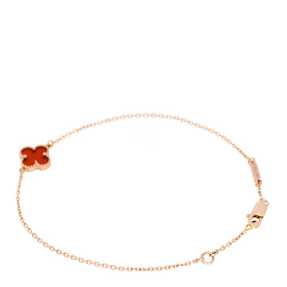 Van Cleef & Arpels 18K Rose Gold Carnelian Sweet Alhambra Bracelet 2 of 5