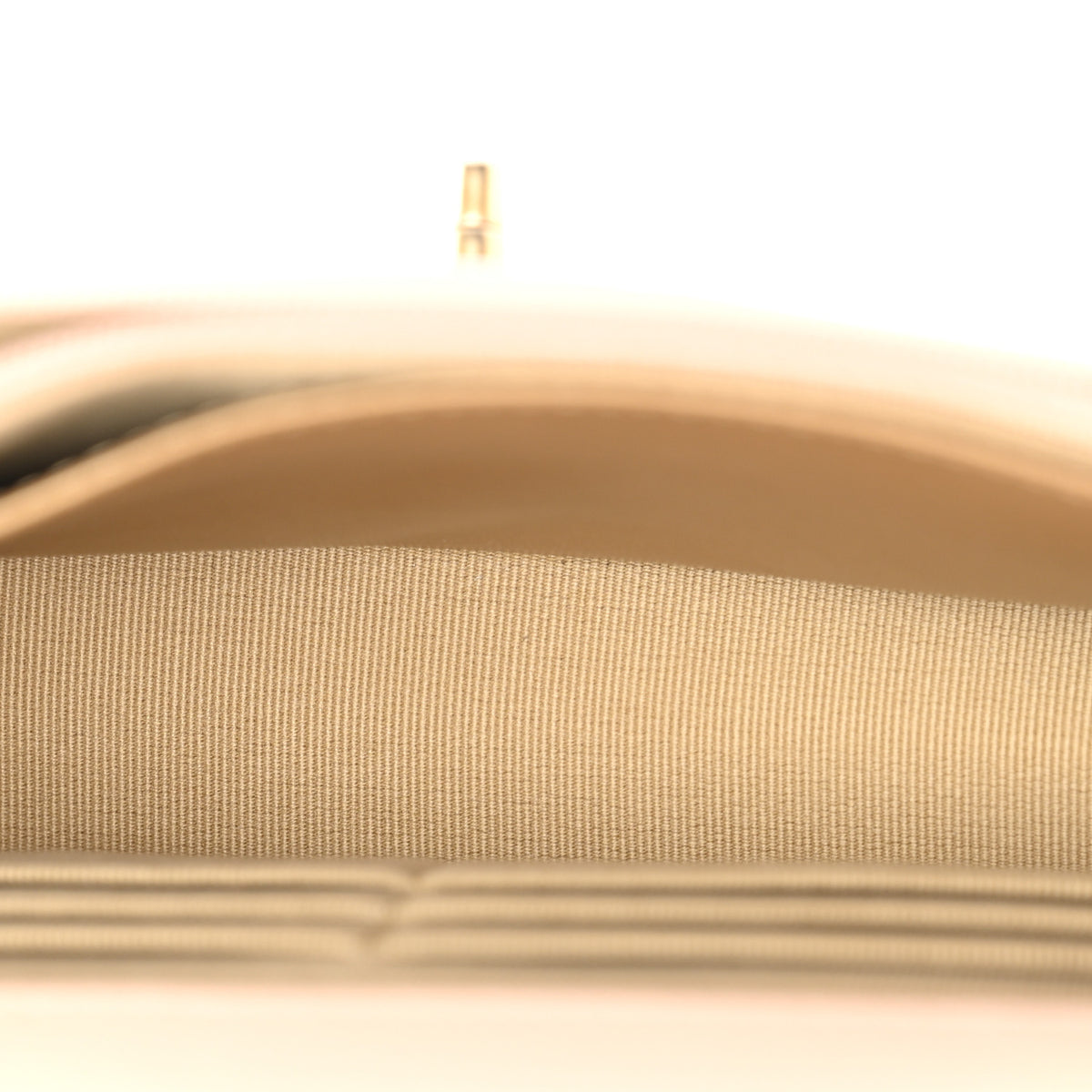 Lambskin Quilted CC Pearl Crush Wallet on Chain WOC Light Beige
