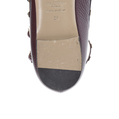 Valentino Garavani Pebbled Calfskin Rockstud Cage Ballerina Flats 38 Rubin 11 of 12