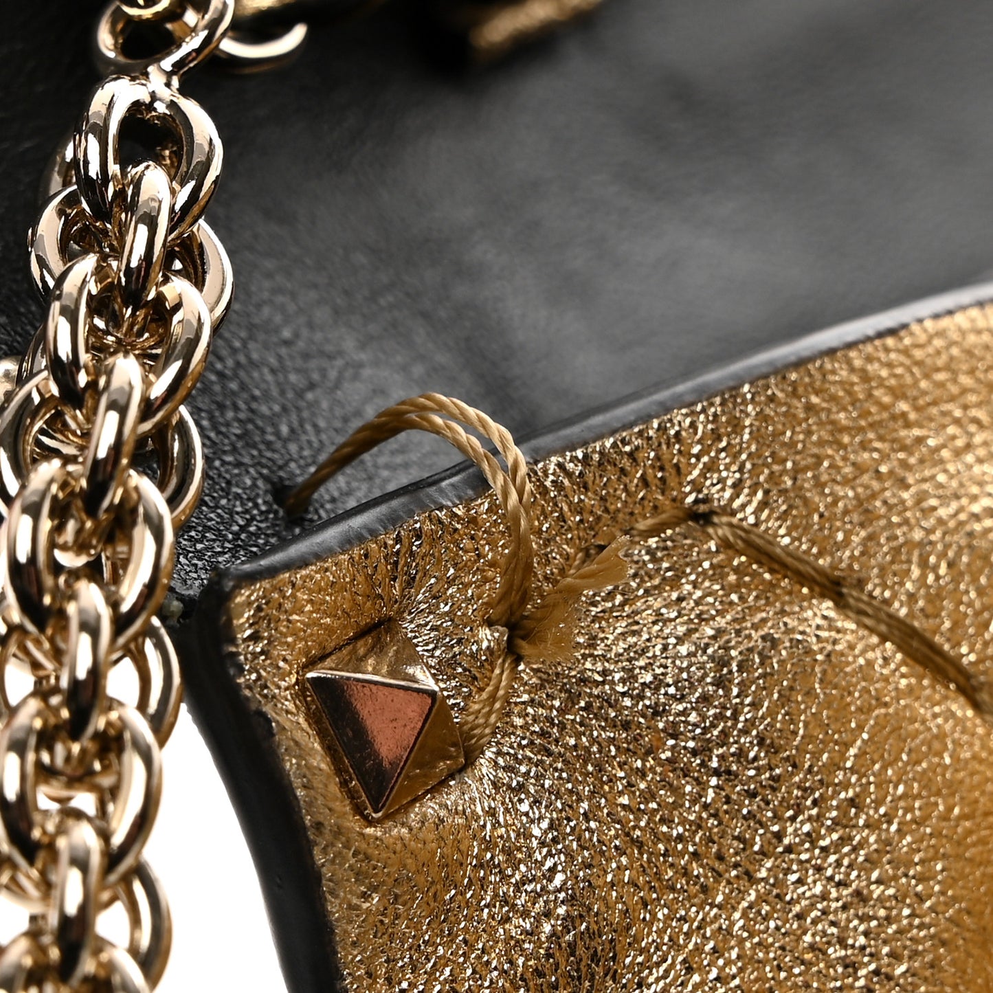Metallic Nappa Rockstud Spike Wallet on Chain