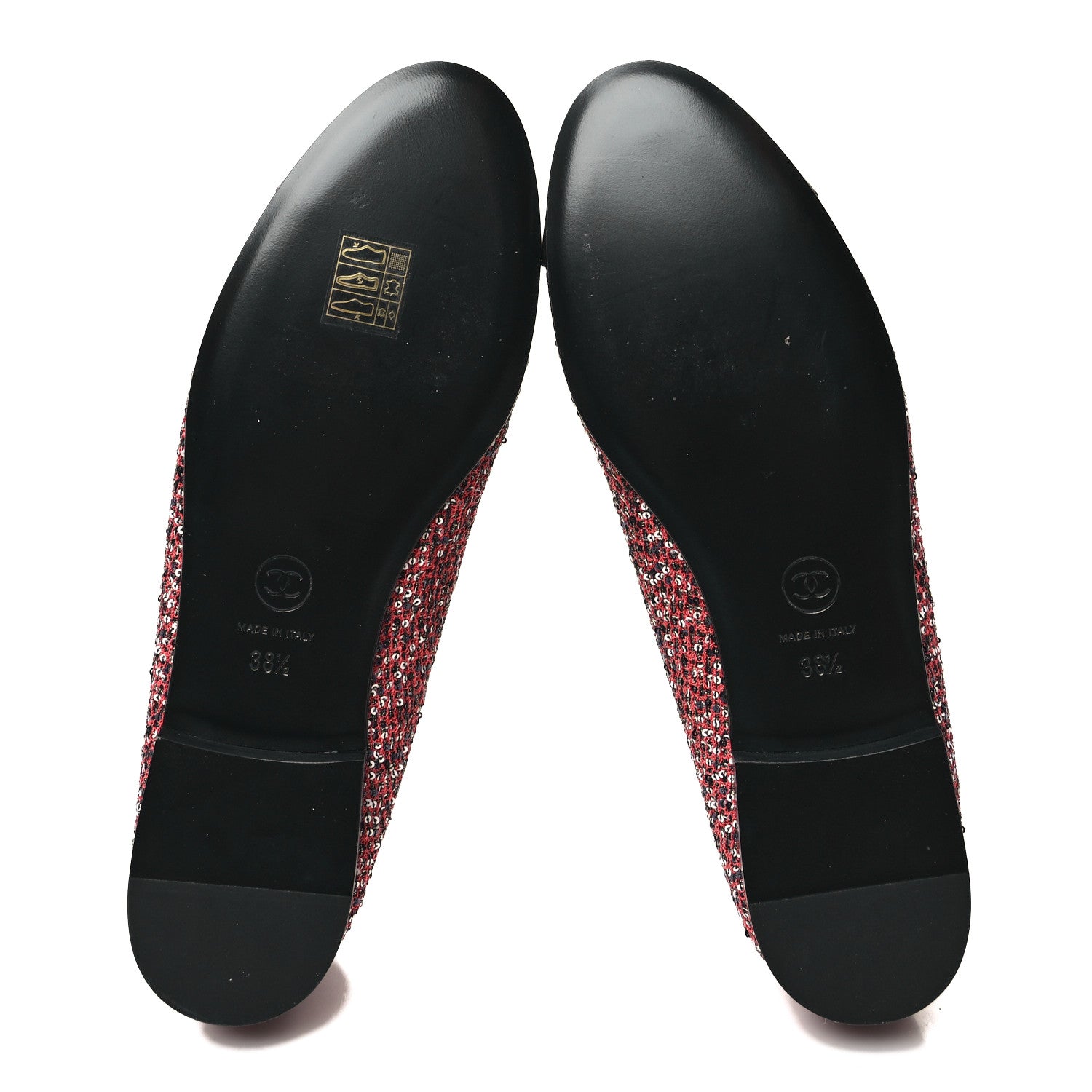 Chanel Tweed Grosgrain Sequin Cap Toe Ballerina Flats 38.5 Black Pink 5 of 8