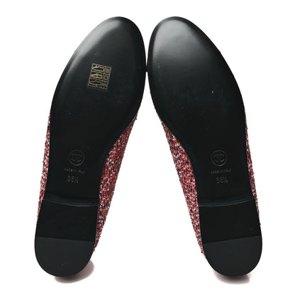 Chanel Tweed Grosgrain Sequin Cap Toe Ballerina Flats 38.5 Black Pink 5 of 8