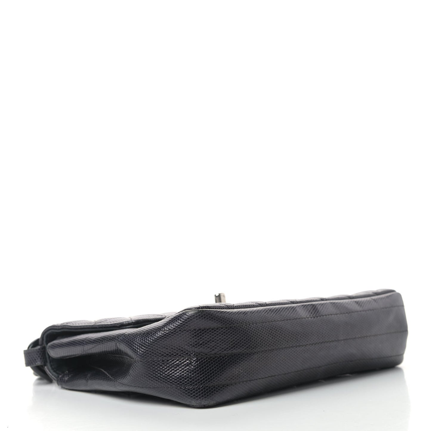 Metallic Calfskin Quilted Single Flap Black