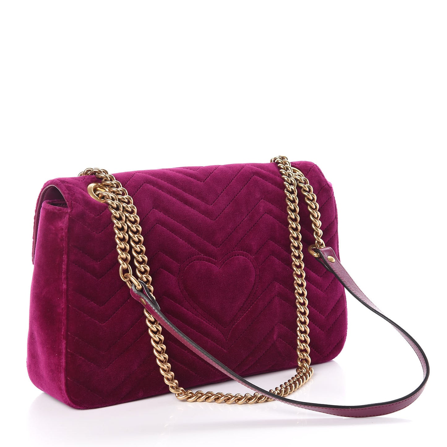Velvet Matelasse Medium GG Marmont Shoulder Bag Fuchsia Violet Cyclamen