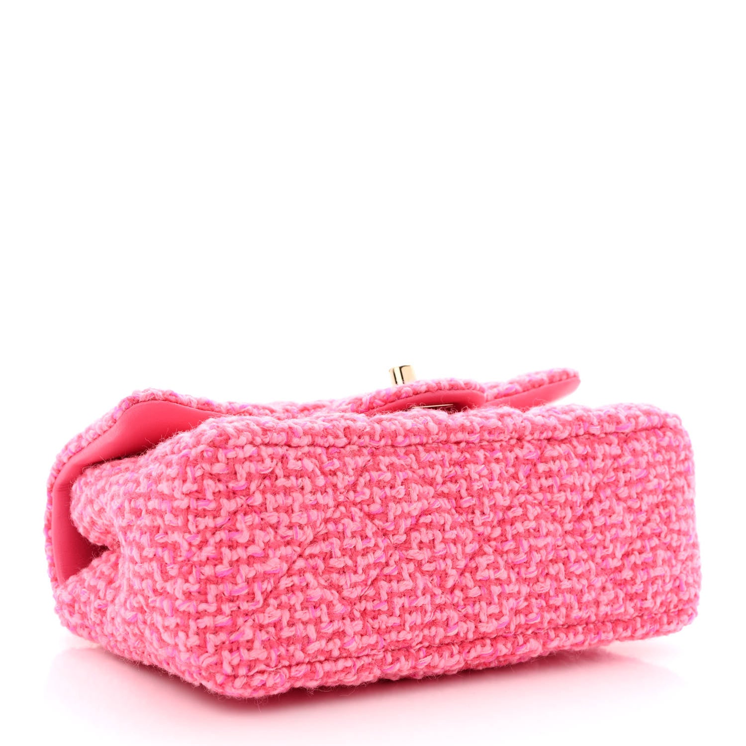 Chanel Wool Tweed Quilted Mini Rectangular Flap Dark Pink Fuchsia 4 of 11