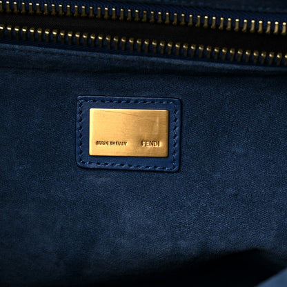Fendi Vitello Suede Large Peekaboo Iconic Satchel Blue Marine 6 of 17