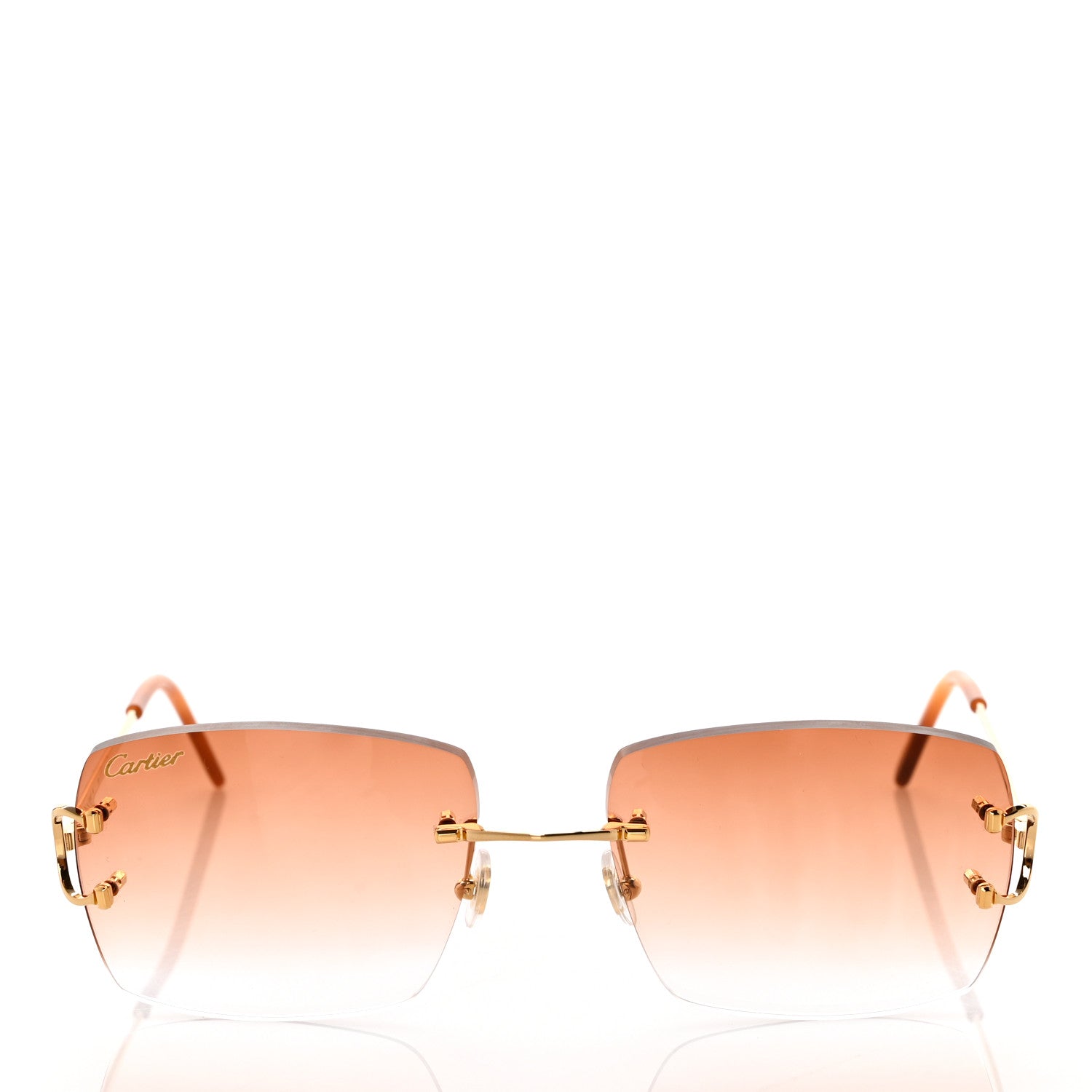 Cartier Metal C Decor 140 Square Sunglasses Gold Amber 2 of 8