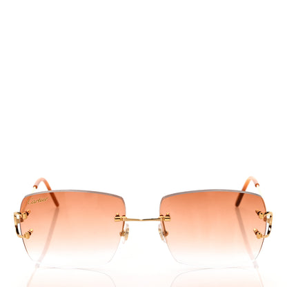 Cartier Metal C Decor 140 Square Sunglasses Gold Amber 2 of 8
