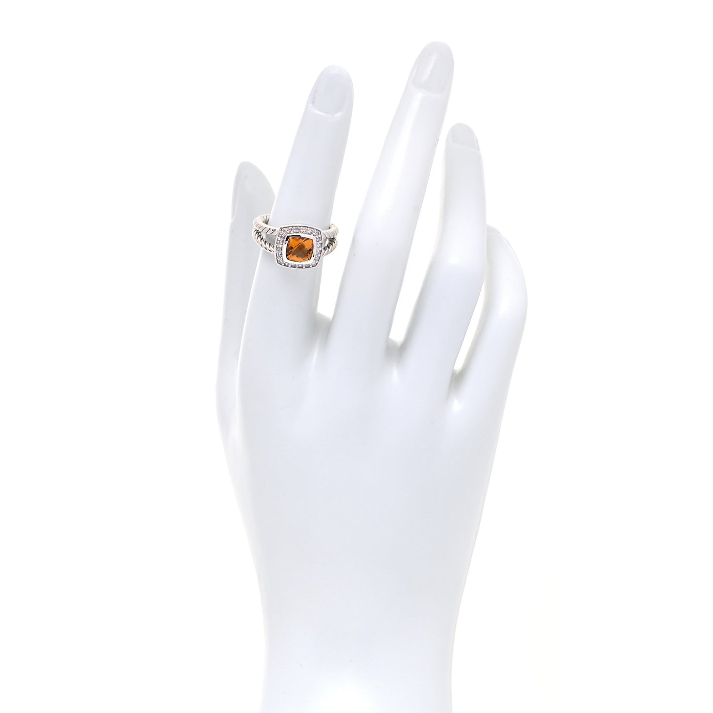 Sterling Silver Diamond Citrine 7mm Petite Albion Ring 52 6