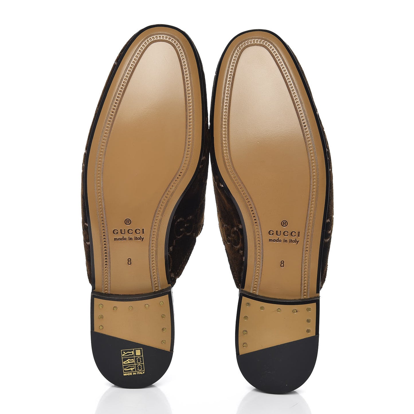 Velvet GG Monogram Mens Princetown Slippers 8 Brown