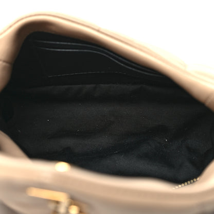 Saint Laurent Lambskin Quilted Toy Loulou Puffer Monogram Chain Satchel Dark Beige 5 of 11