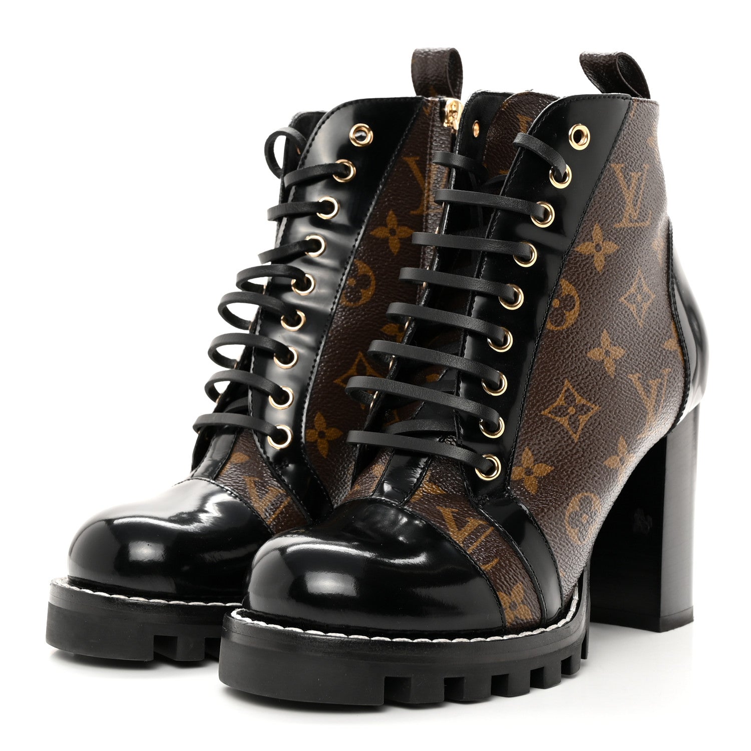 Louis Vuitton Patent Calfskin Monogram Star Trail Ankle Boots 38 Black 3 of 11
