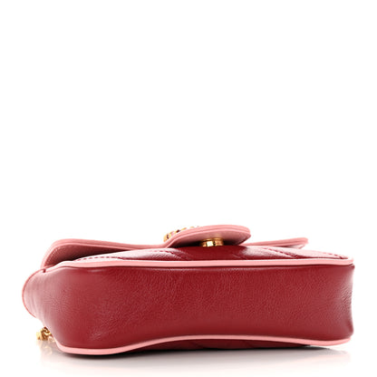 Gucci Azalea Calfskin Enamel Matelasse Diagonal Super Mini Torchon GG Marmont Shoulder Bag New Cherry Red Wild Rose 4 of 10
