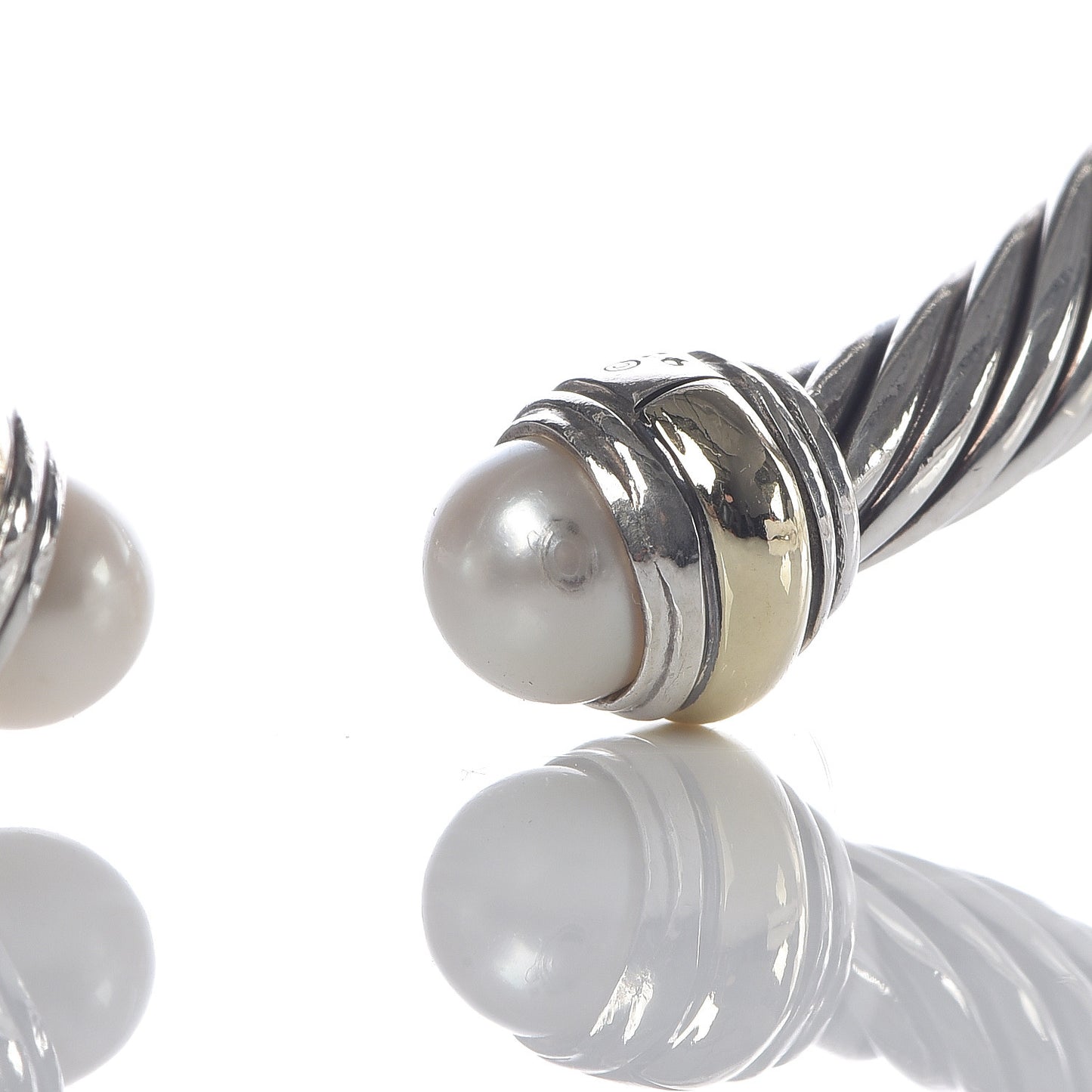 Sterling Silver 14K Yellow Gold Pearl 5mm Cable Classics Bracelet