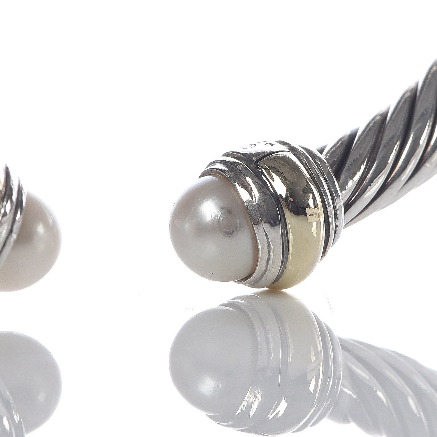 David Yurman Sterling Silver 14K Yellow Gold Pearl 5mm Cable Classics Bracelet 6 of 6