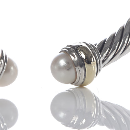 David Yurman Sterling Silver 14K Yellow Gold Pearl 5mm Cable Classics Bracelet 6 of 6