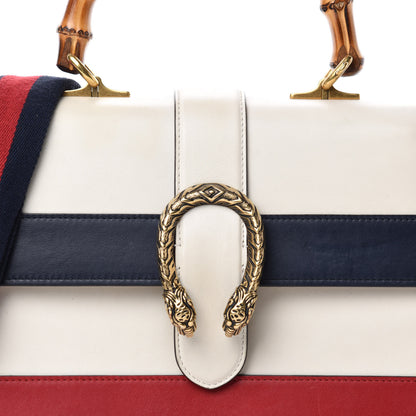 Gucci Calfskin Bamboo Web Medium Dionysus Top Handle Bag White Blue Hibiscus Red 13 of 14