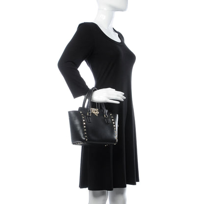 Valentino Garavani Vitello Mini Rockstud Double Handle Tote Black 2 of 7